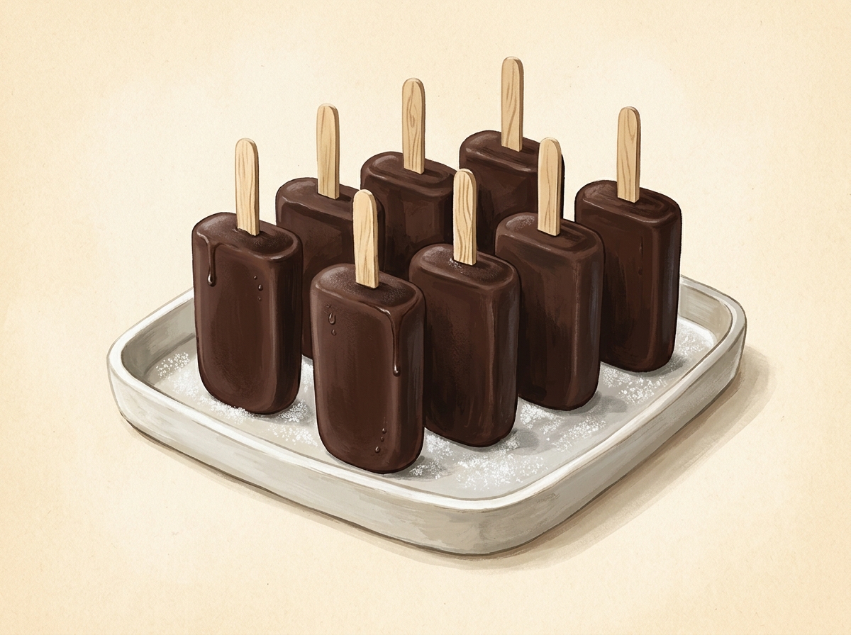 Illustration of Eight Fudge Pops, Evenly Spoken For