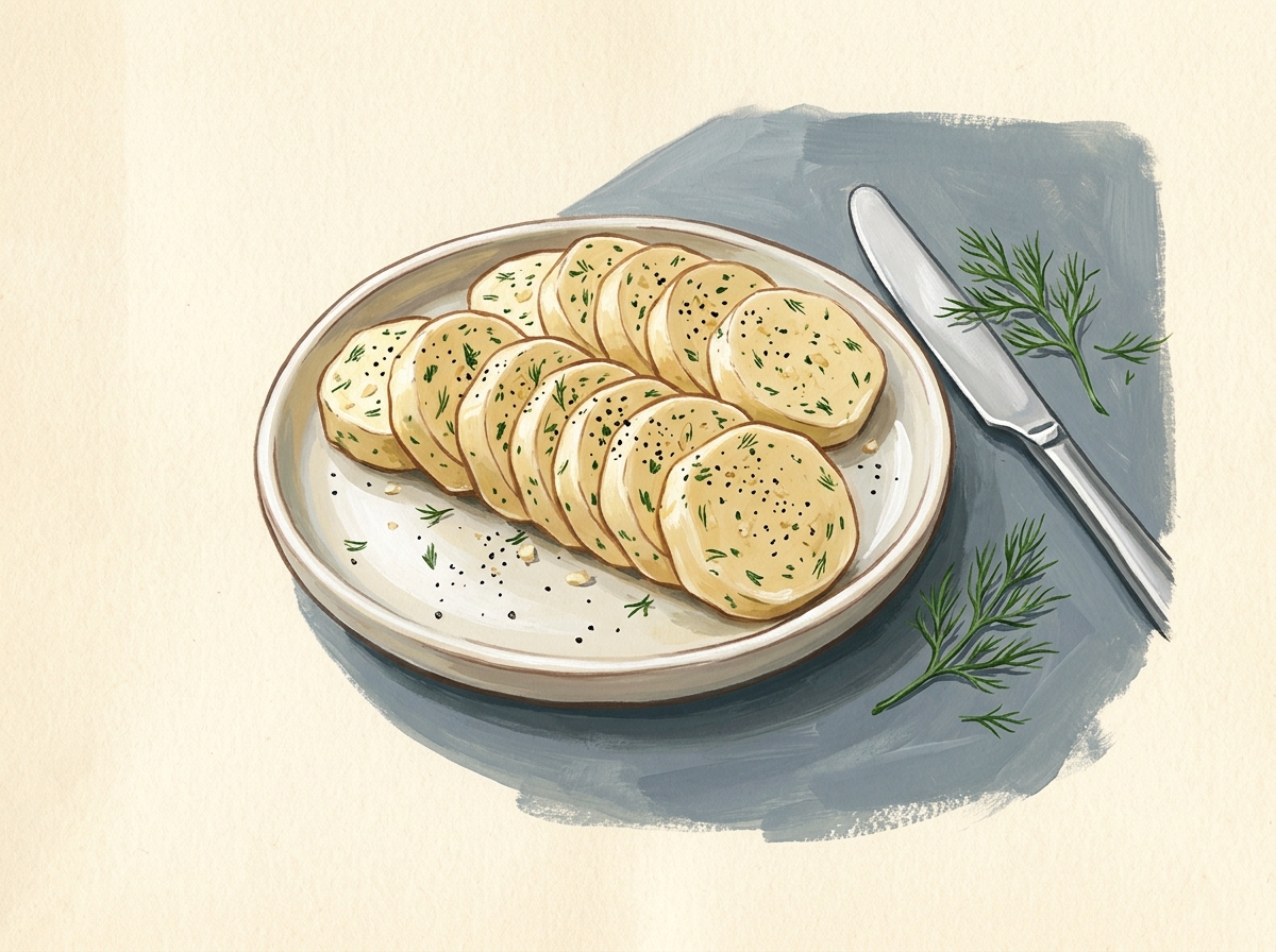 Illustration of Garlic & Dill Butter Coins