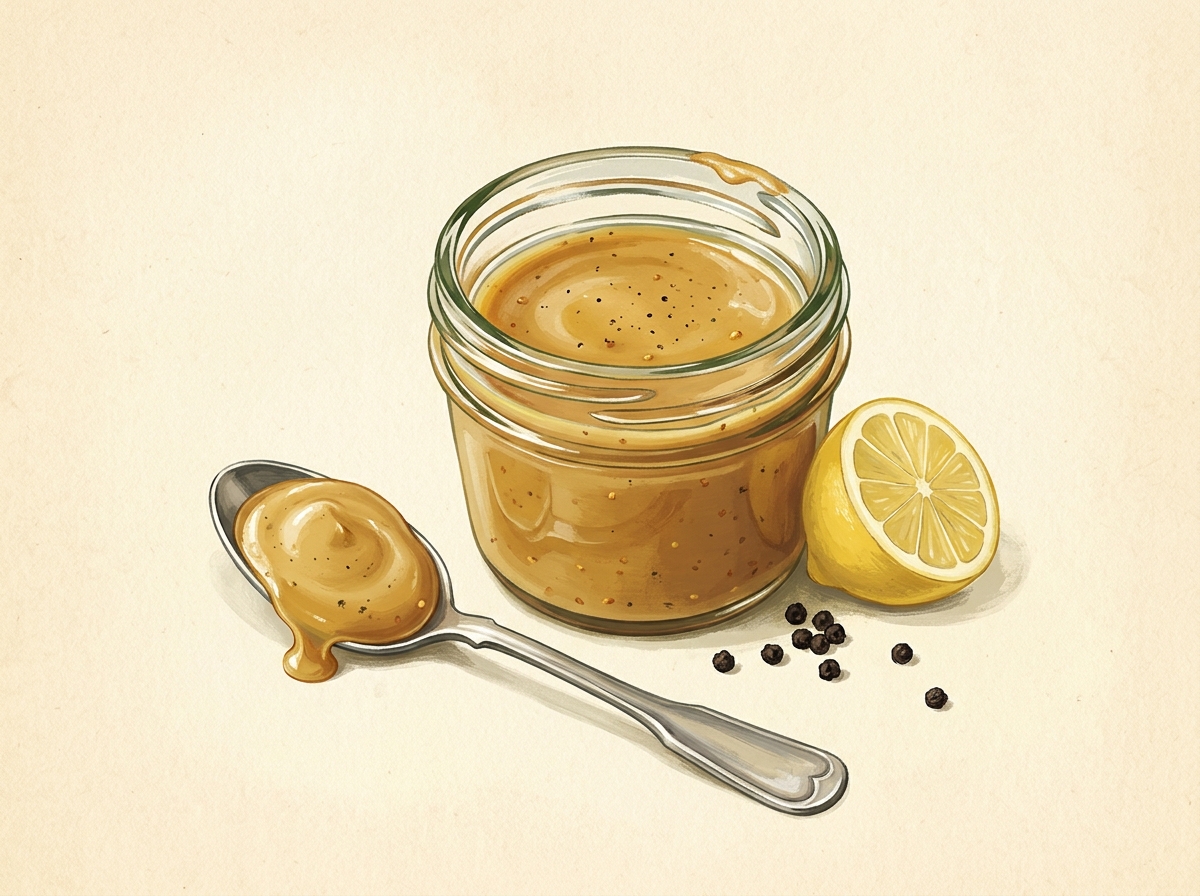 Illustration of Sweet, Sharp and Spoon-Measured Honey Mustard