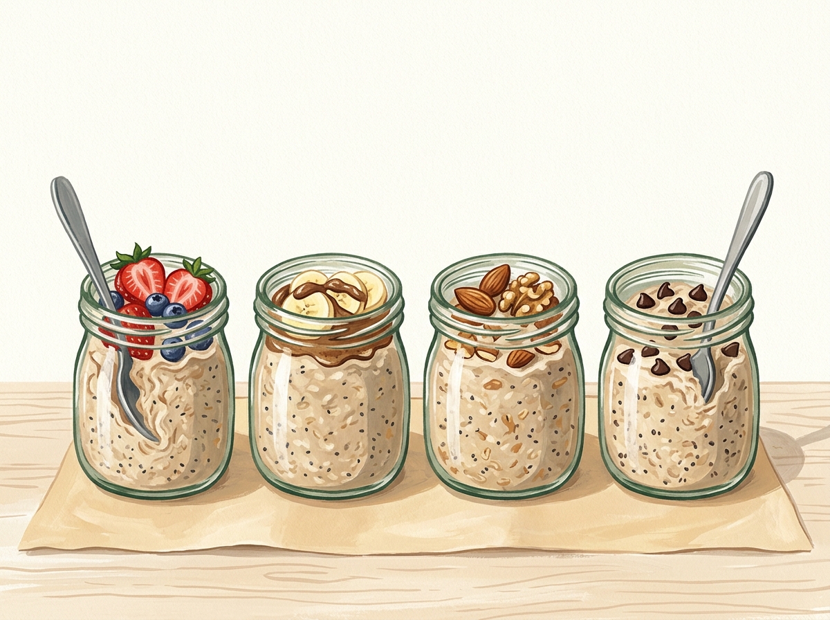 Illustration of Four-Jar Cinnamon Overnight Oats