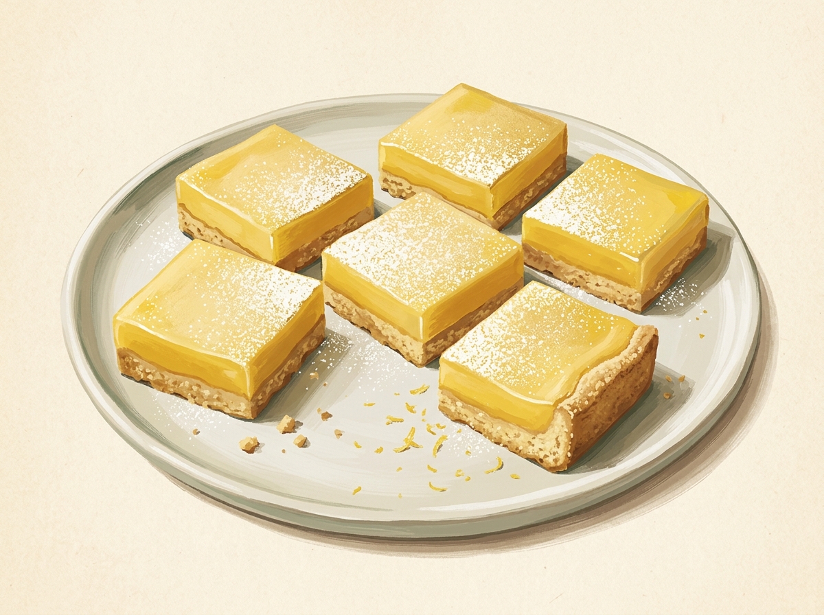 Illustration of Almond Shortbread Lemon Bars, Cut by the Ruler