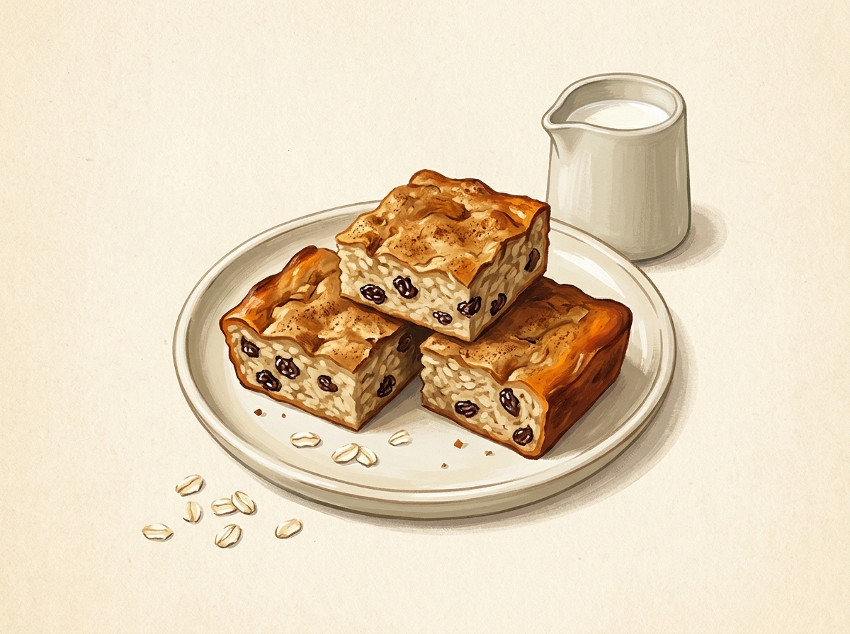 Illustration of Cinnamon Raisin Baked Oatmeal Squares