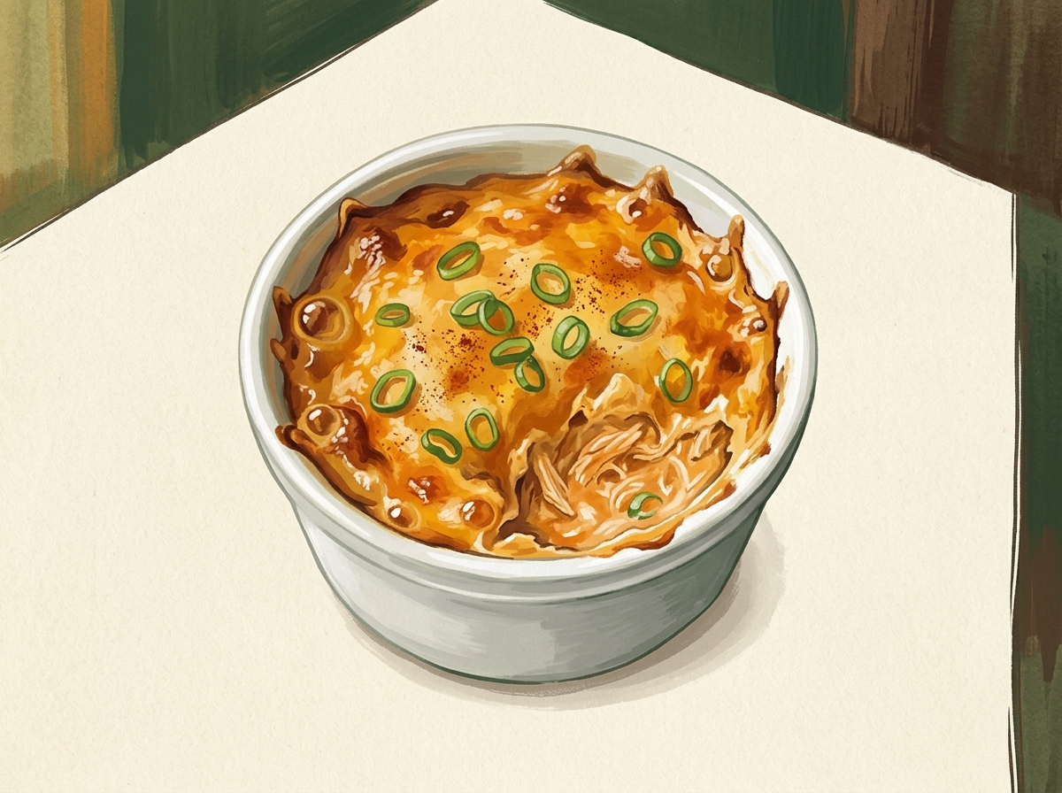 Illustration of Buffalo Chicken Dip, Portioned by the Ramekin
