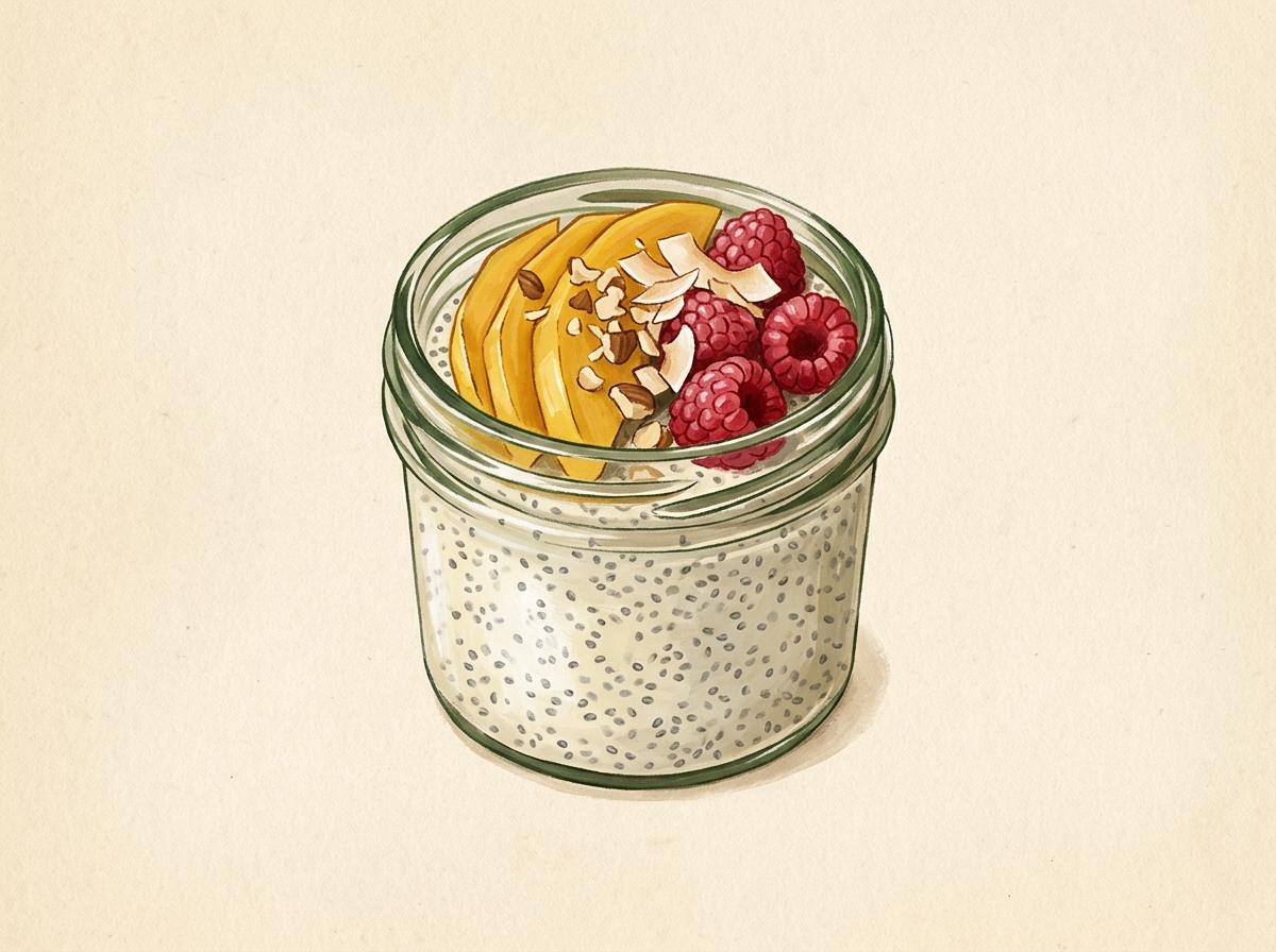 Illustration of Coconut Chia Jars
