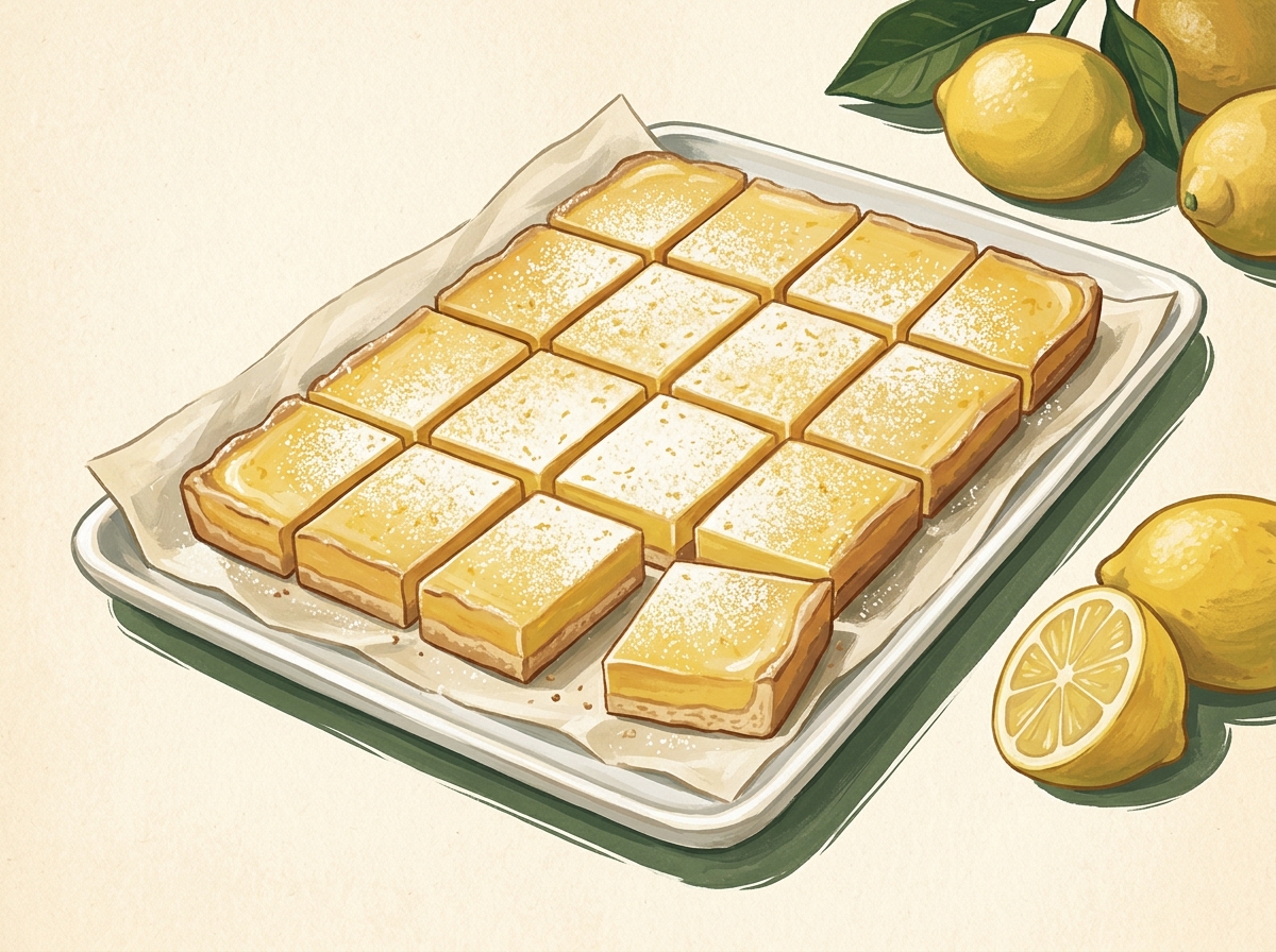 Illustration of Brown Butter Lemon Bars, Cut 24 Ways