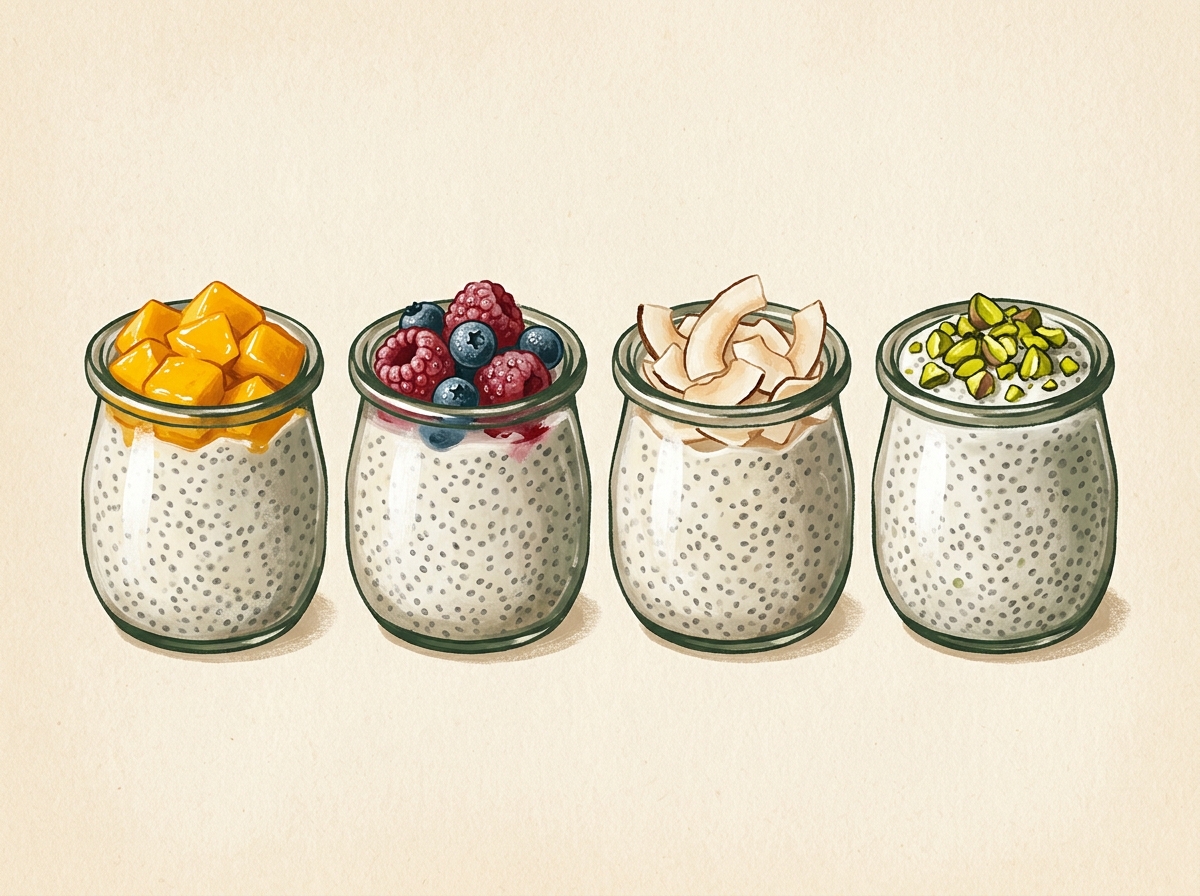 Illustration of Coconut Chia Jars for the Week