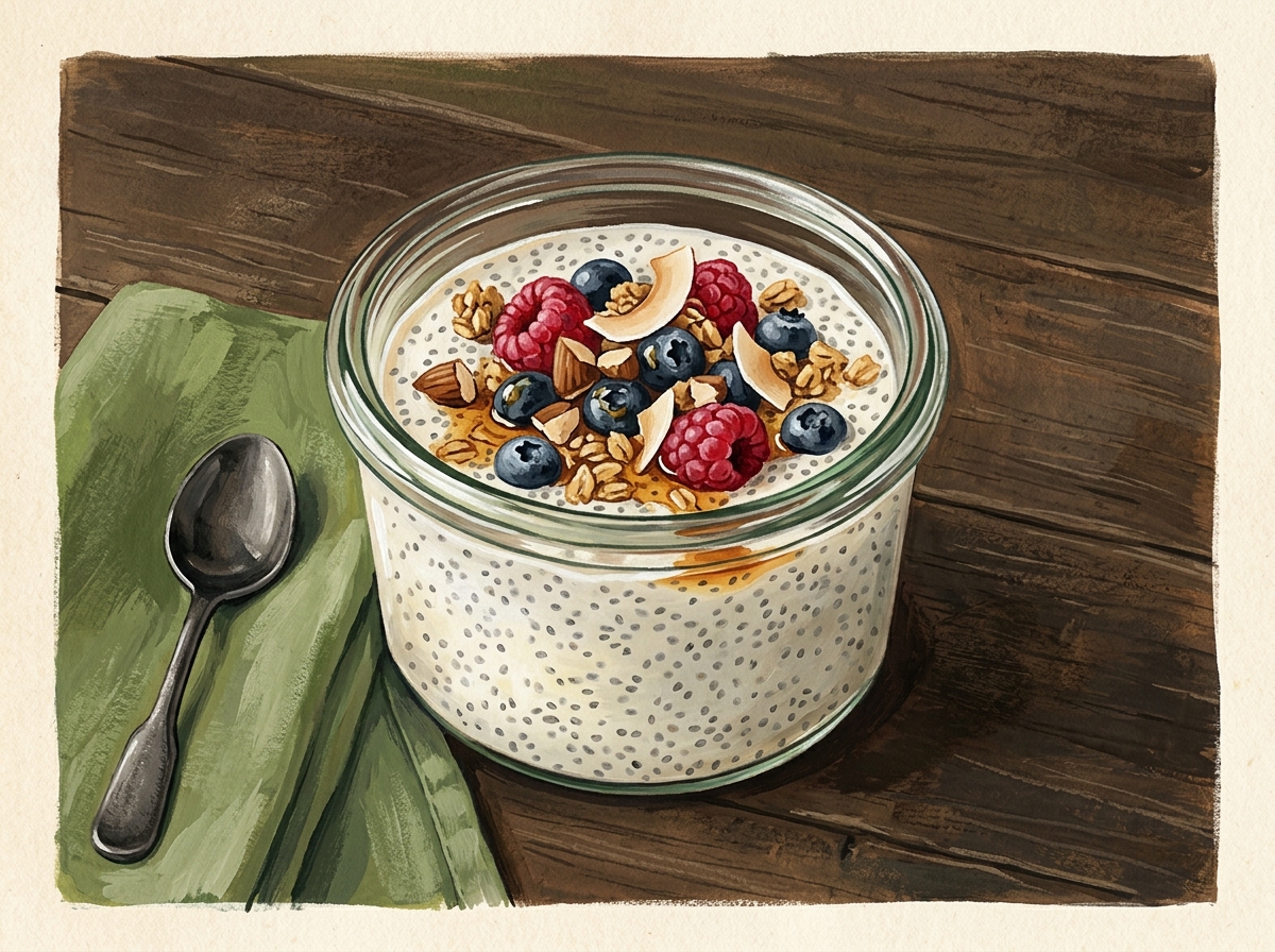 Illustration of Jar-by-Jar Coconut Chia Pudding