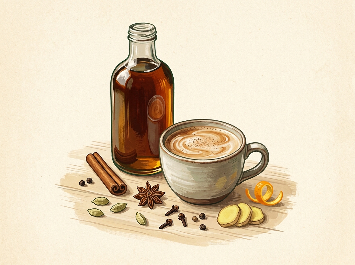 Illustration of Slow-Sipping Chai Syrup