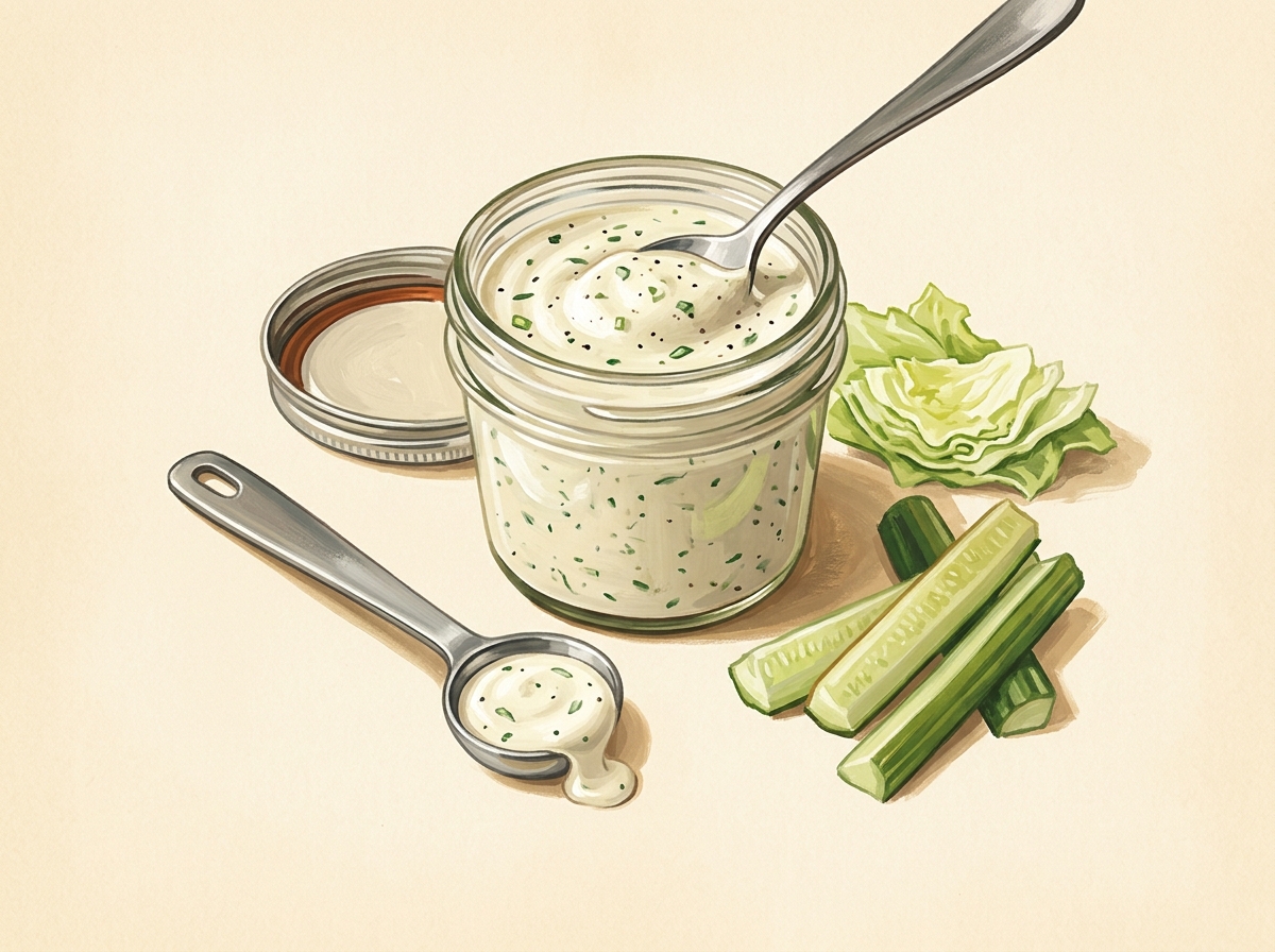 Illustration of House Ranch in a Jar, Spooned Not Poured