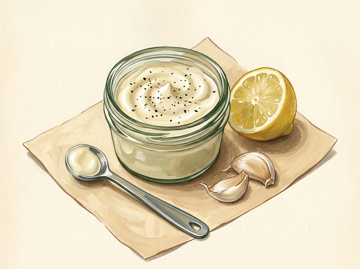 Illustration of Garlic Aioli, One Spoon at a Time