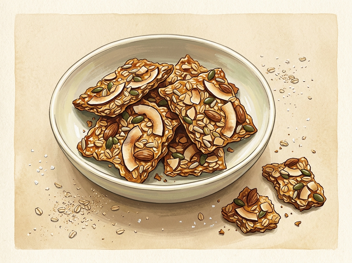Illustration of Big Shard Coconut Granola, Dosed and Weighed
