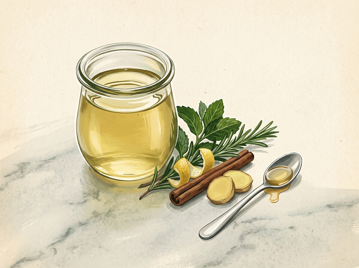 Illustration of Garden Jar Syrup — Herb-Steeped, Measured by the Tablespoon