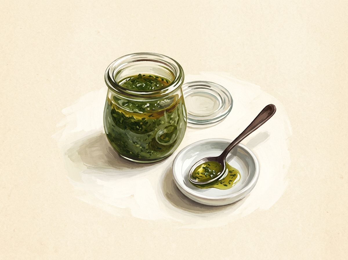 Illustration of Green Jar Chimichurri, Dosed by the Spoon
