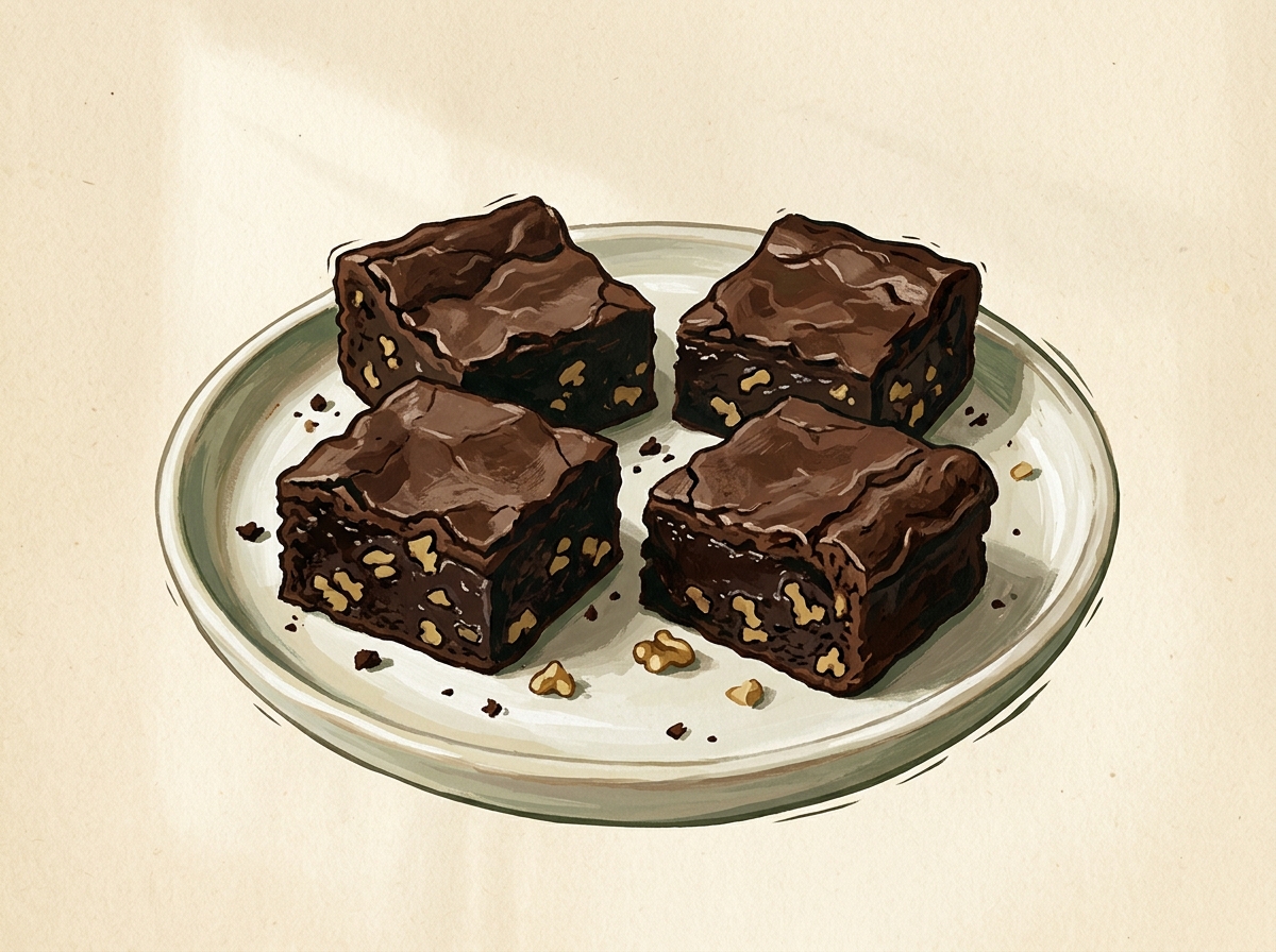 Illustration of Deep-Dark Brown Butter Fudge Brownies