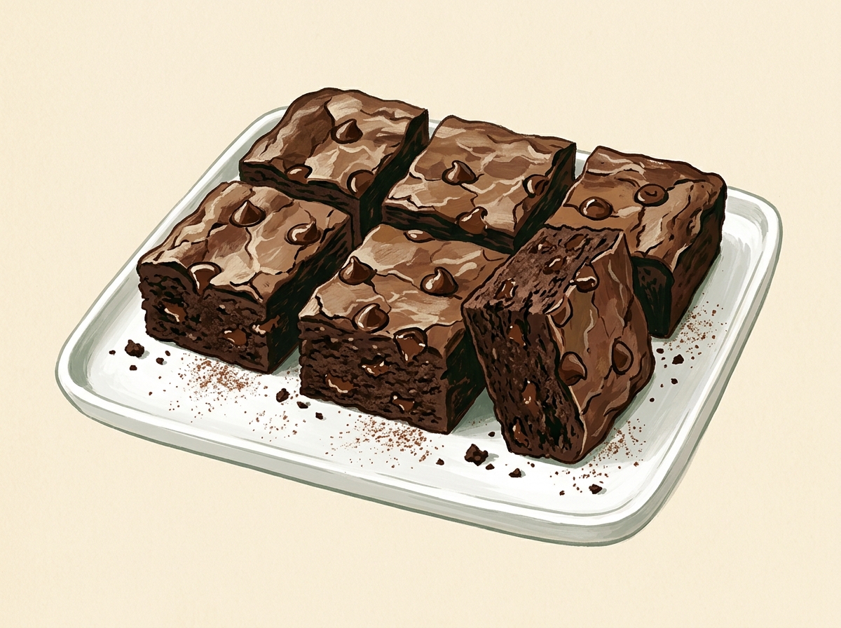 Illustration of Fudgy Brown Butter Cocoa Brownie Squares