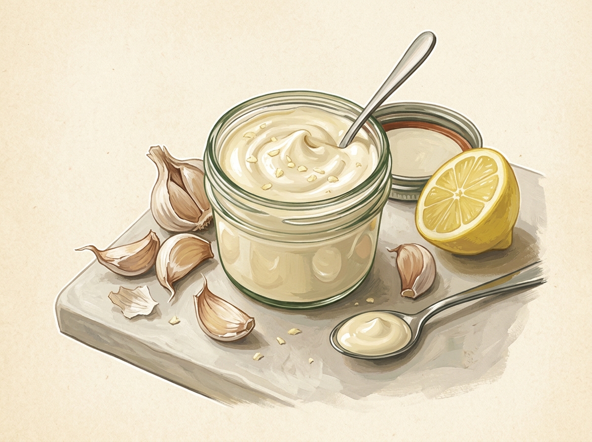 Illustration of Cold-Whisk Garlic Aioli, 5 mg a Spoon