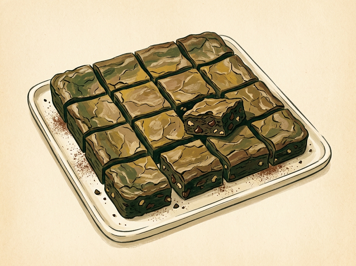 Illustration of Seven-Ingredient Fudgy Brownies, 5 mg a Square