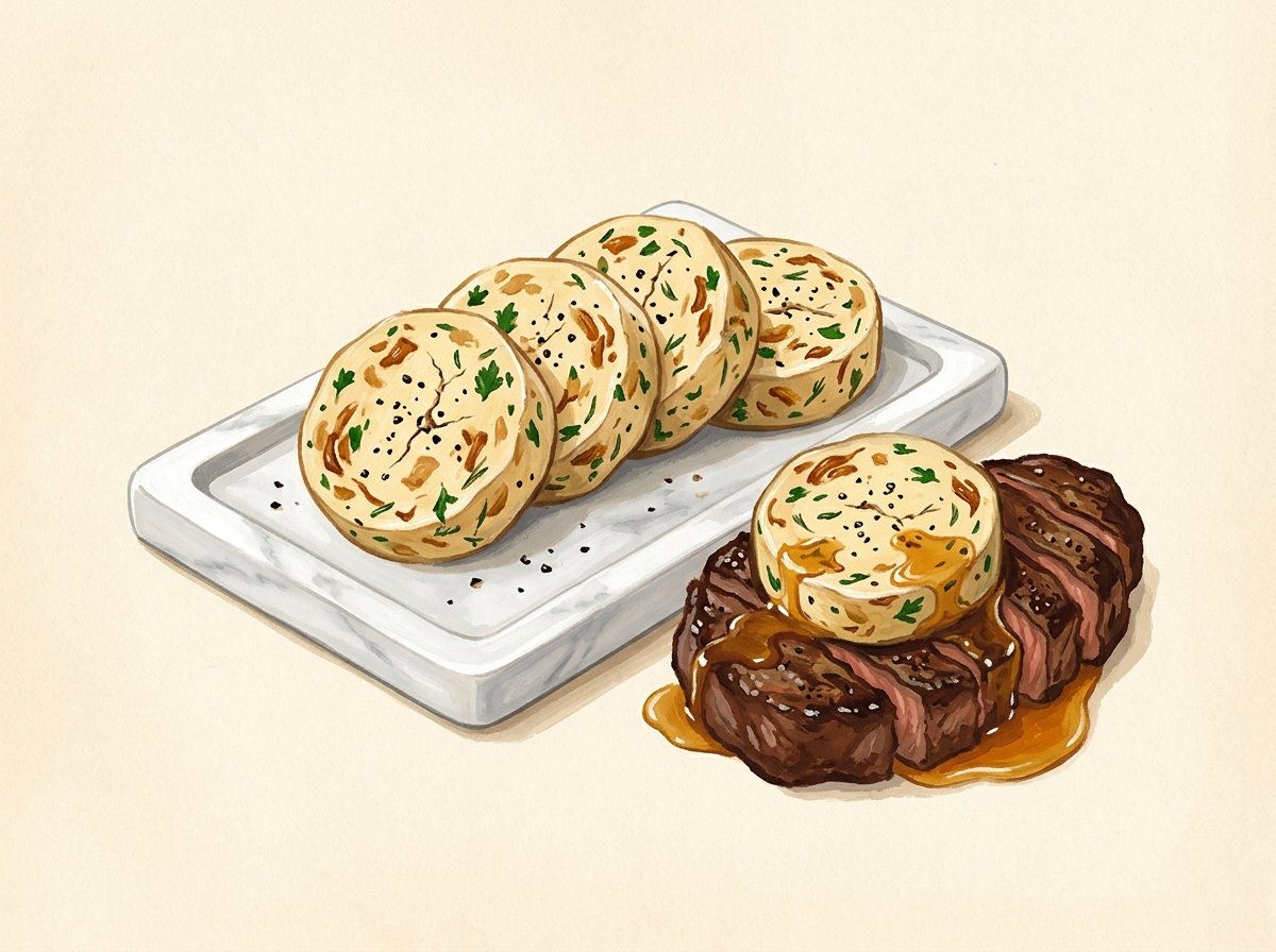 Illustration of Steakhouse Butter Coins, Roasted Garlic & Onion