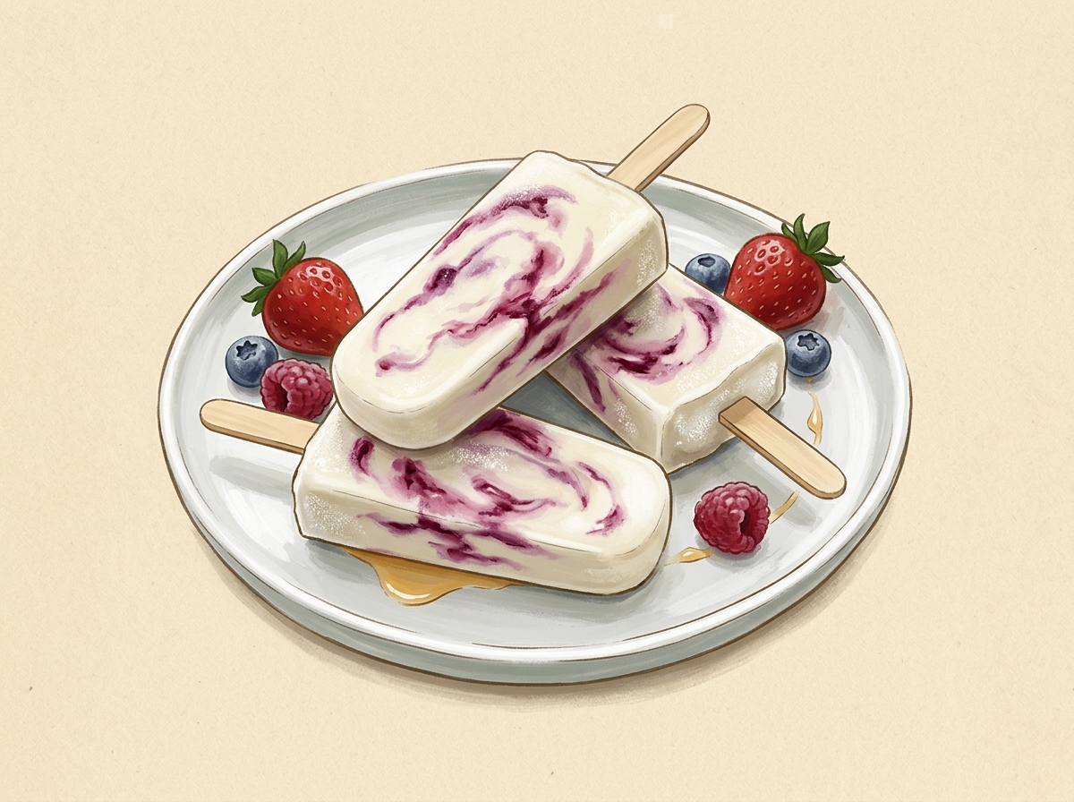 Illustration of Berry Swirl Yogurt Pops
