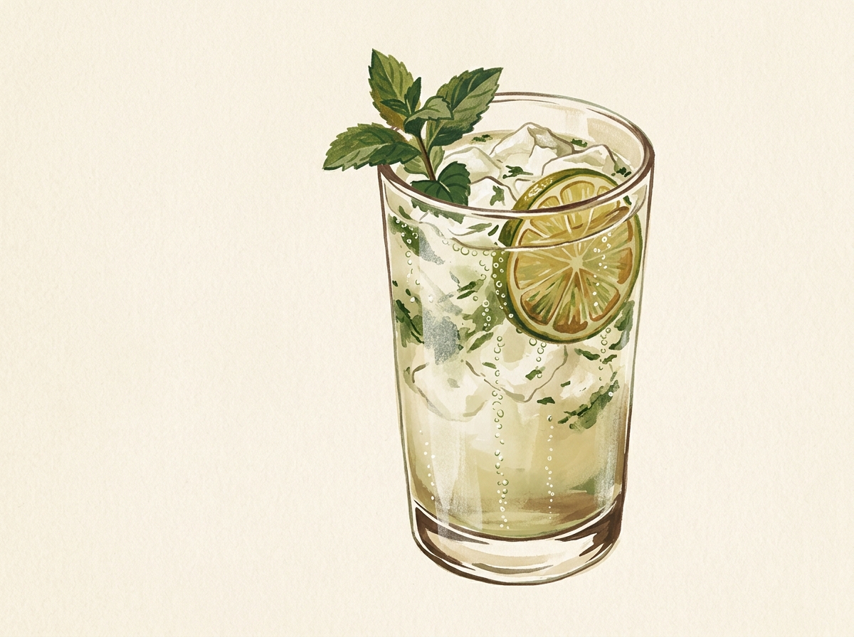 Illustration of One-Tablespoon Mint & Lime Cooler