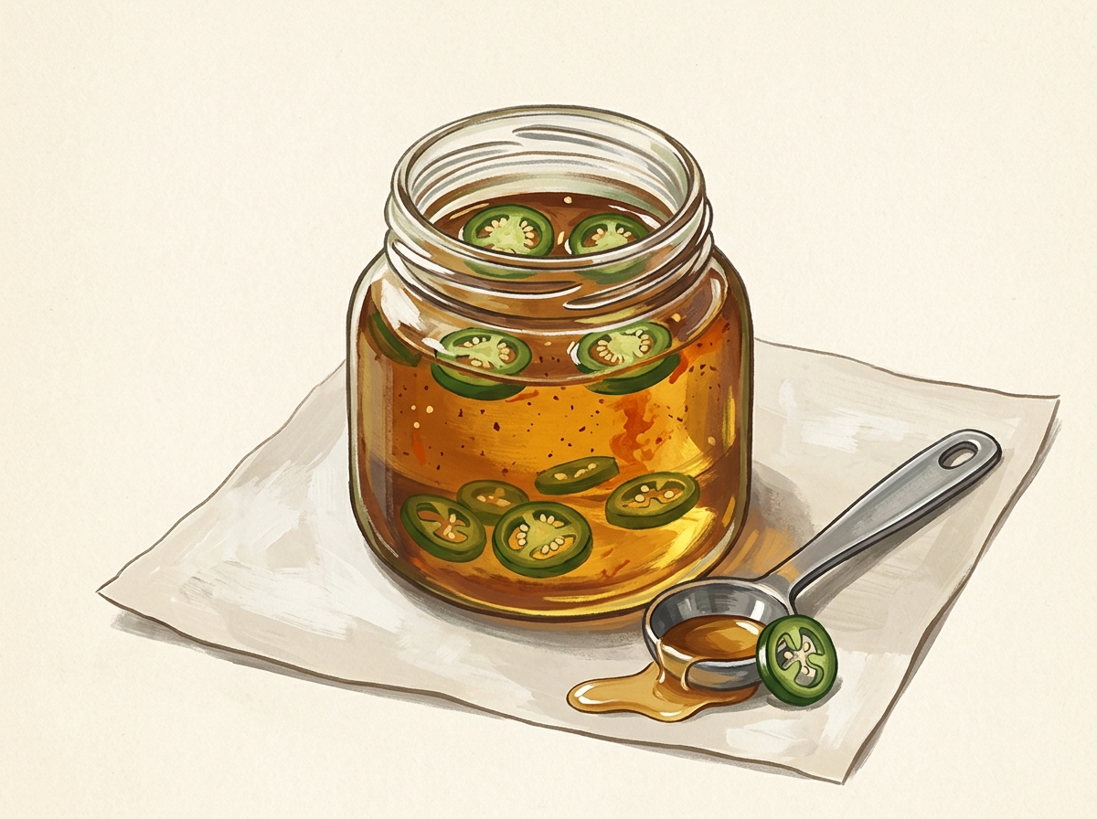 Illustration of Jarred Hot Honey, Dosed by the Spoonful
