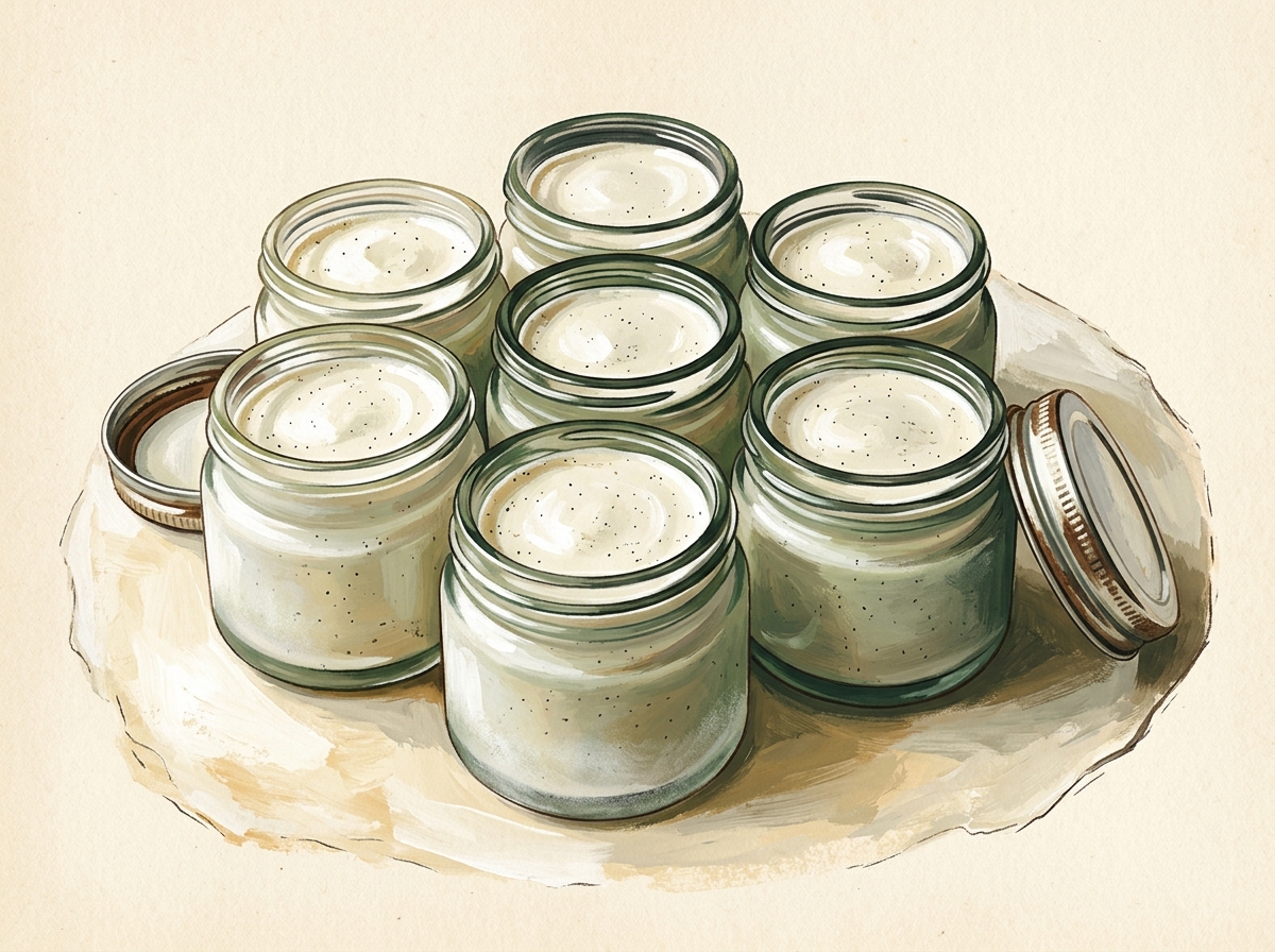 Illustration of Six Little Jars of Vanilla Bean No-Churn