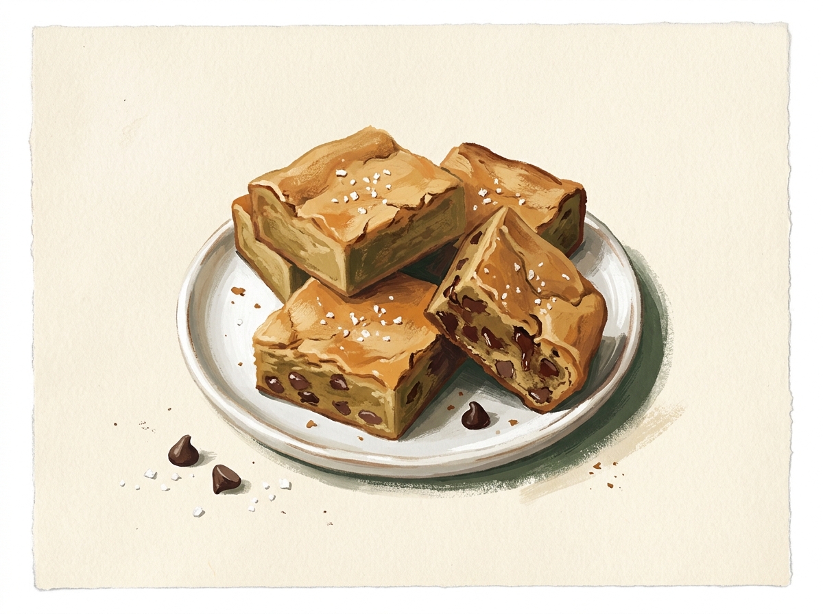 Illustration of Brown Butter Triple-Chocolate Blondie Squares